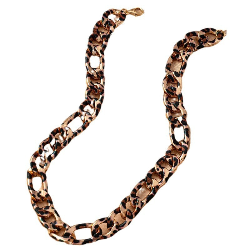 Fashion Necklace Leopard Print Short Thick Chain Necklace