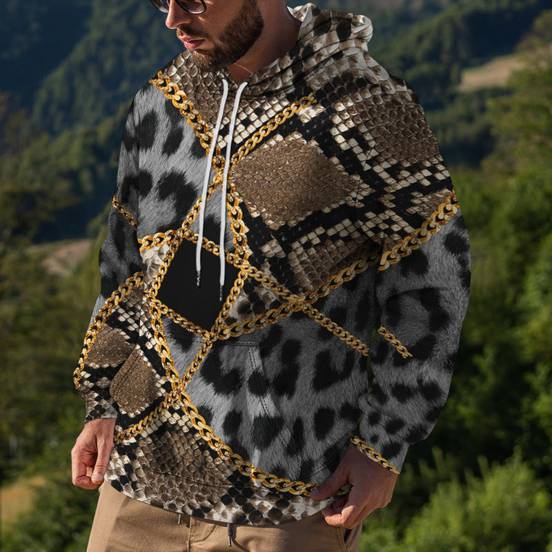 Herren Street Fashion Pullover mit Leopardenmuster