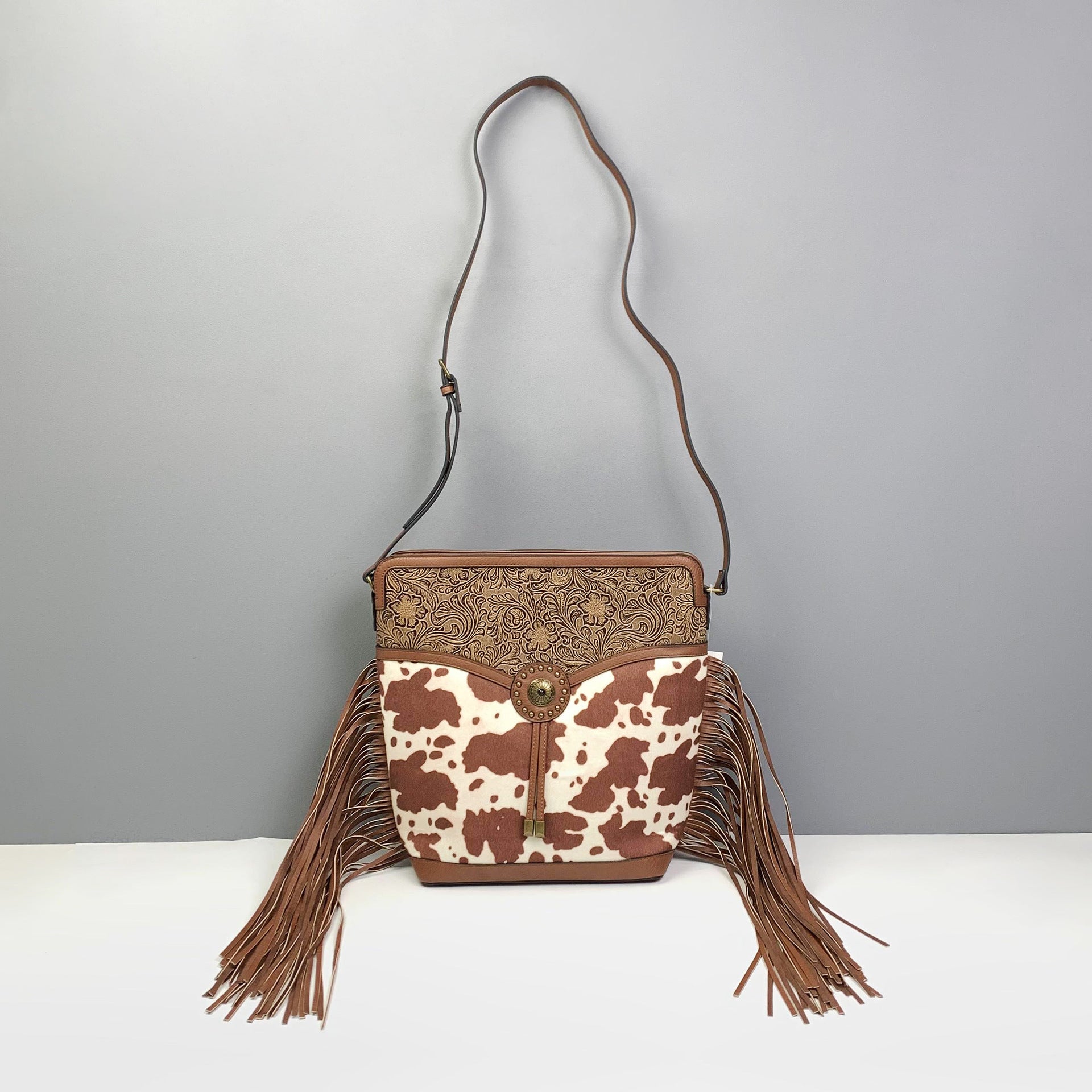 Retro Quaste neue Leopard Design Umhängetasche