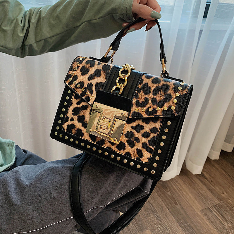 Leopardenmuster Kleine quadratische Tasche Bedruckte Damen-Umhängetasche Messenger Bag