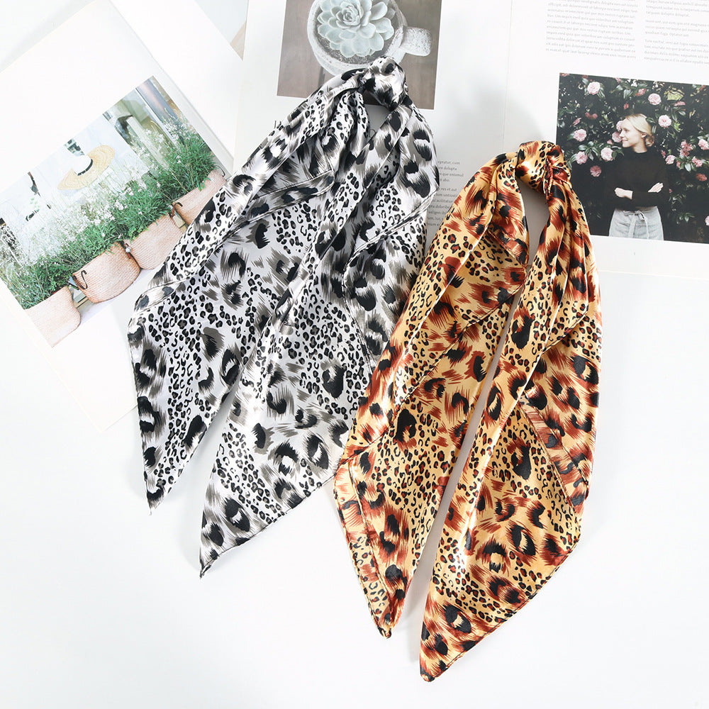 Leopard Print Seidenschal 60cm Satin Small Square Towel Women's Casual Bandana Headband