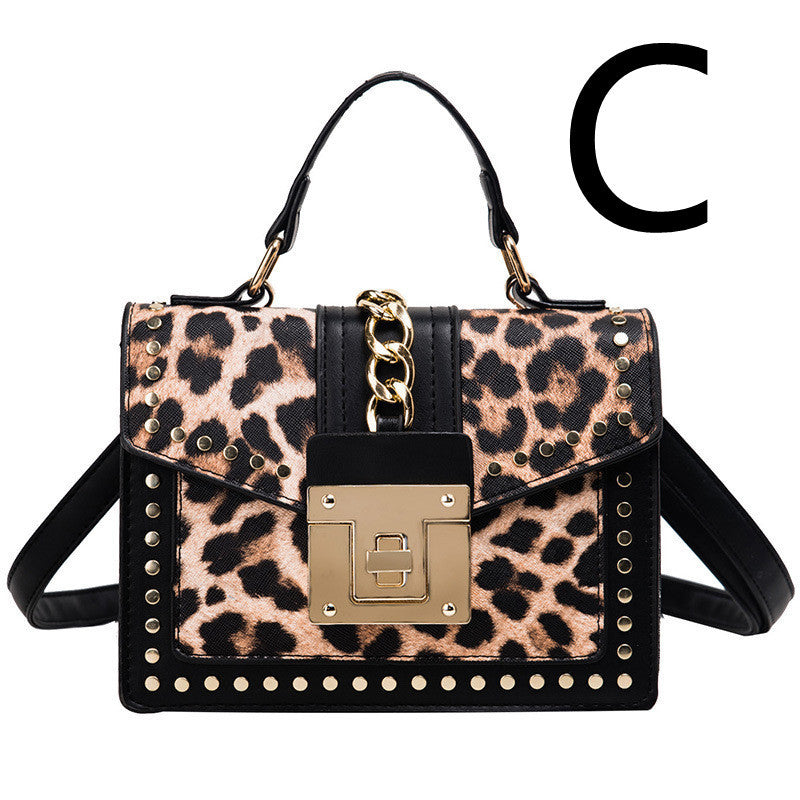 Leopardenmuster Kleine quadratische Tasche Bedruckte Damen-Umhängetasche Messenger Bag