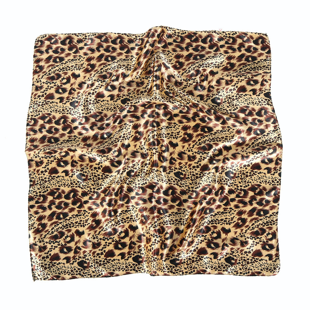 Leopard Print Seidenschal 60cm Satin Small Square Towel Women's Casual Bandana Headband