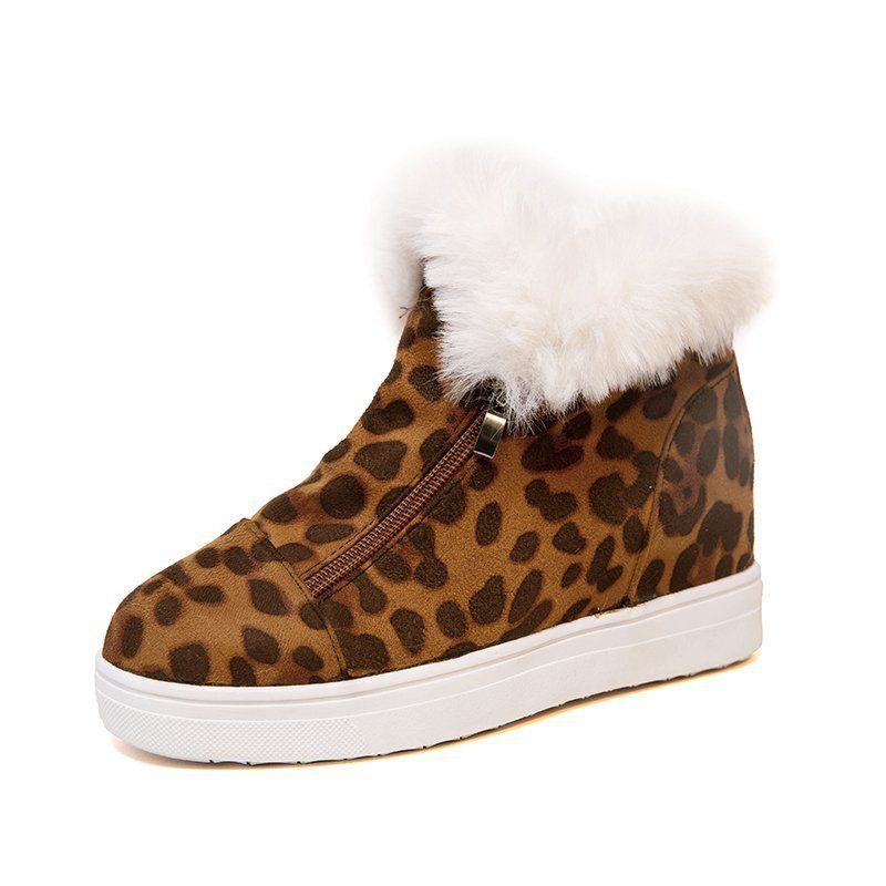 Leopardenmuster Frauen flache runde Zehe Baumwolle Schuhe