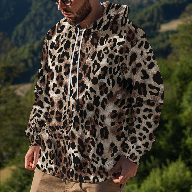 Herren Street Fashion Pullover mit Leopardenmuster