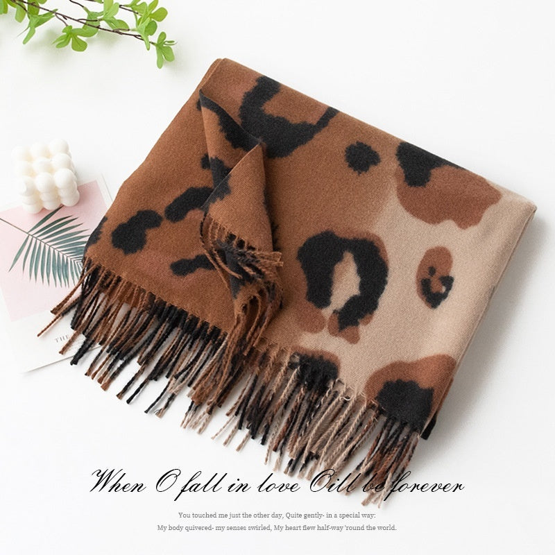 Leopard Print Frauen Schal Künstliche Kaschmir Elegant High Sense Shawl