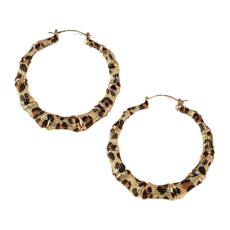 Neue Mode Leopard Print Runde Hoop Ohrringe für Frauen Schmuck Punk Metall Zebra Kuh großen Kreis Ohrring weiblich Party Geschenke