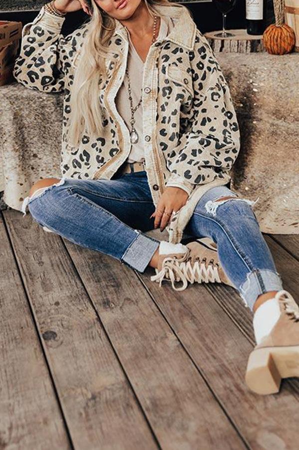 New Casual Leopard Print Coat For Women
