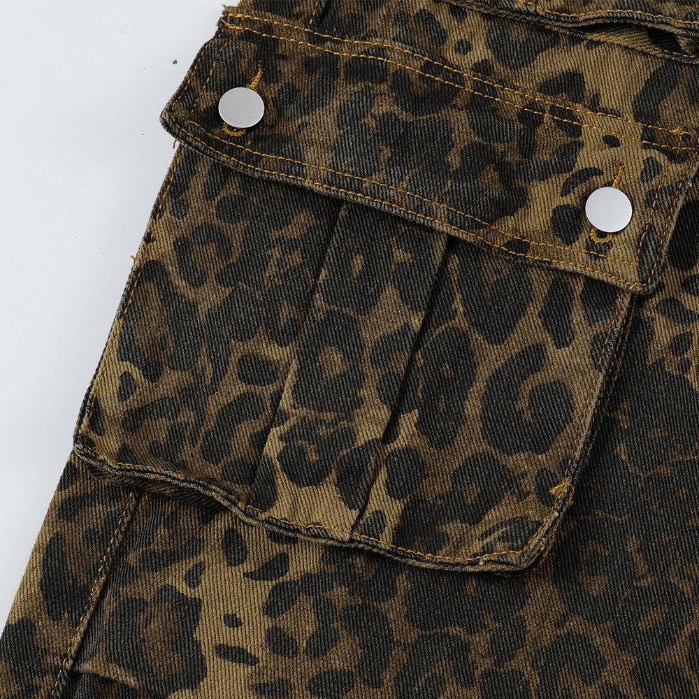 Herren Punk-Jeans mit Leopardenfalten
