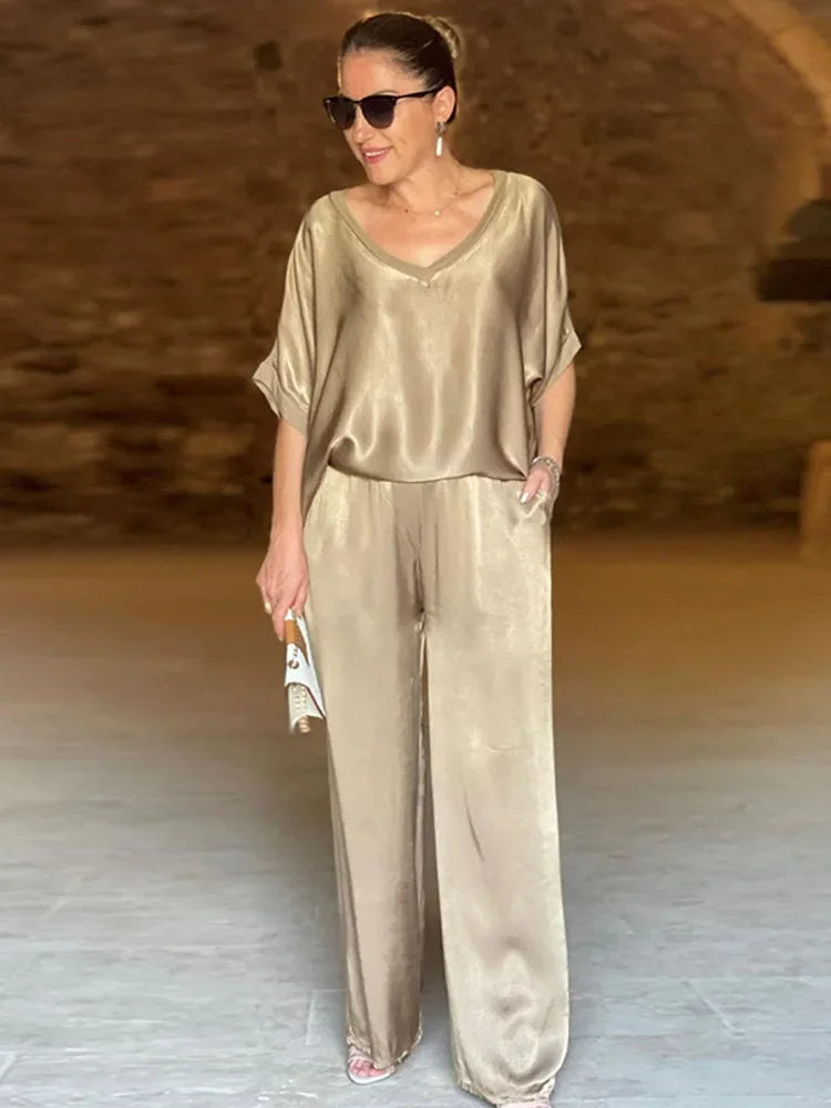 V-Ausschnitt Fashion 2-teiliger Hosenanzug