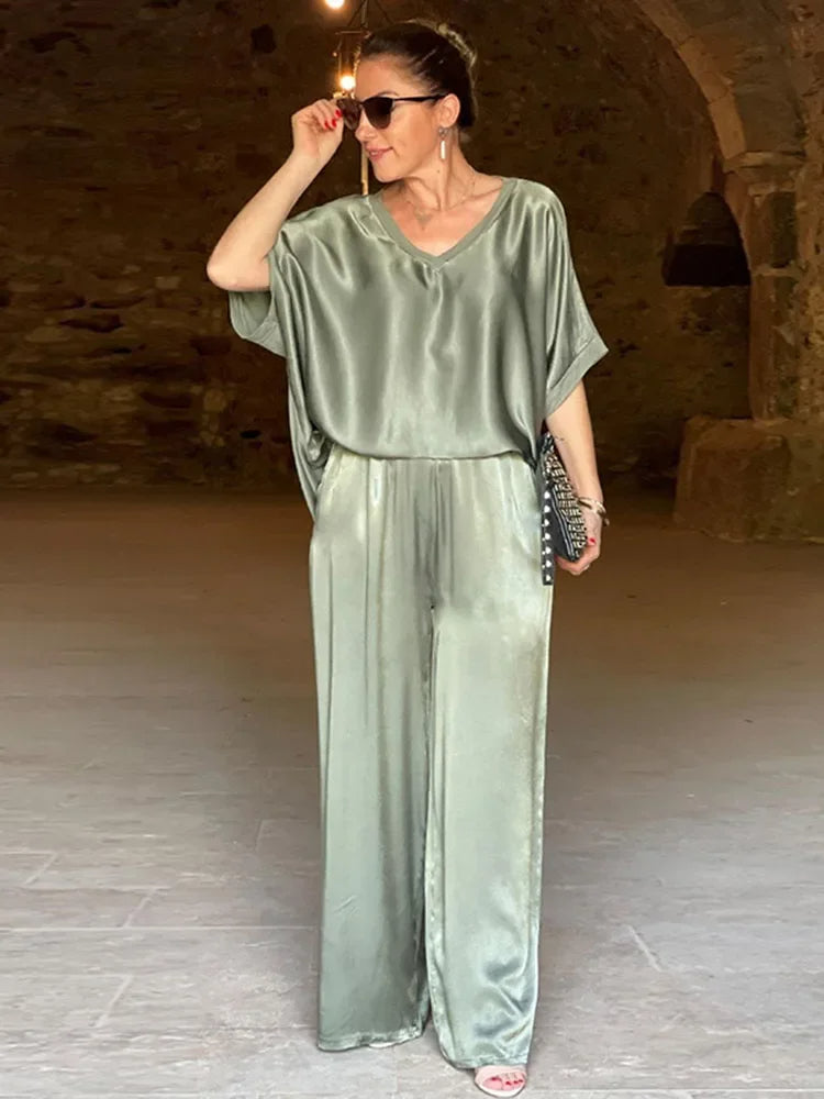 V-Ausschnitt Fashion 2-teiliger Hosenanzug