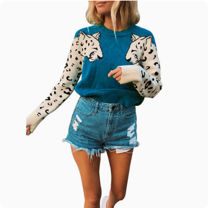 Arm leopard pattern sweater
