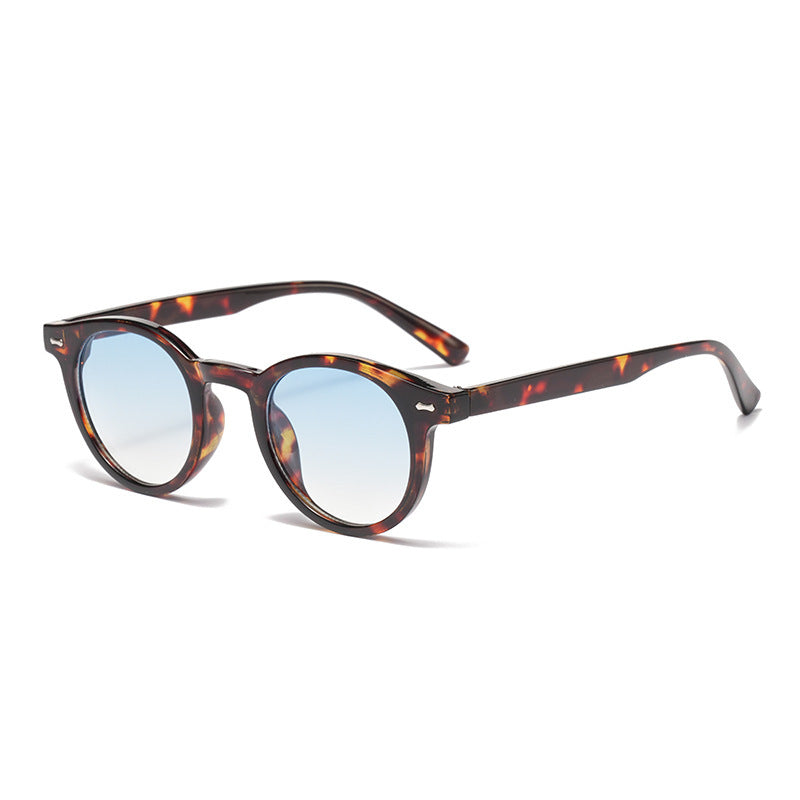 Neue Beige Nagel Runde Frame Sonnenbrille Retro Persönlichkeit Trendy Sonnenbrillen für Frauen