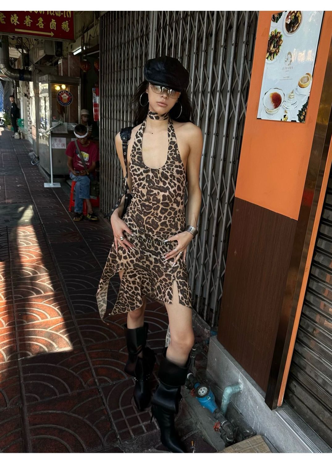 Leopard Print American Retro Millennium Hot Girl Kleid