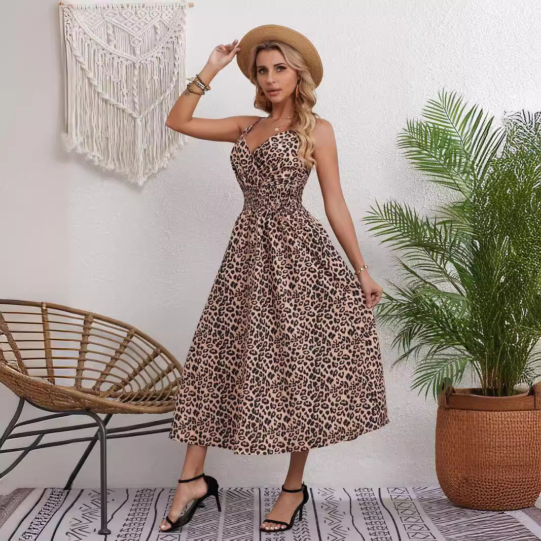 Europäisches und amerikanisches großes Swing-Kleid mit Leopardenmuster