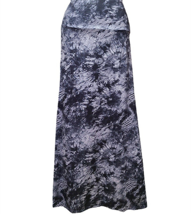 Langes Kleid mit Leopardenmuster und hoher Taille