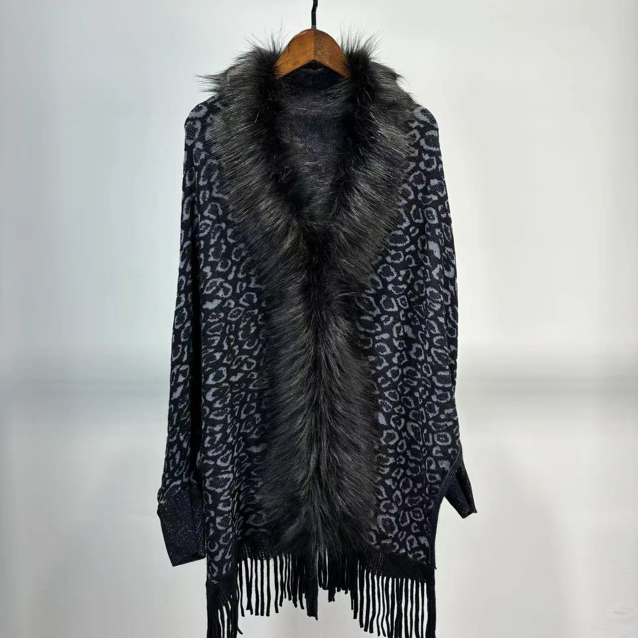 Leopard Print Leopard Print Fur Collar Scarf