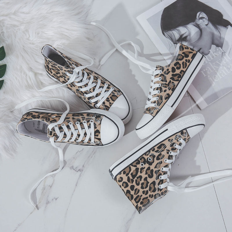 High-Top Leopard Print Schuhe Canvas-Schuhe Retro Casual Clothes