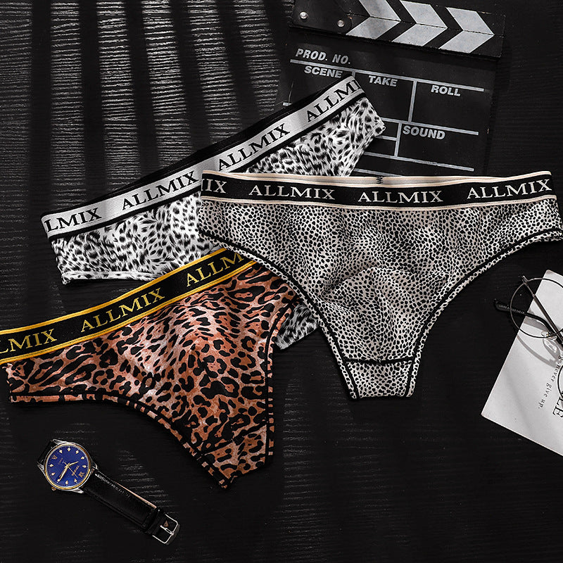 Herren Briefe Breite Taille Leopard Print Sport Fitness Niedrige Taille T-back Briefs