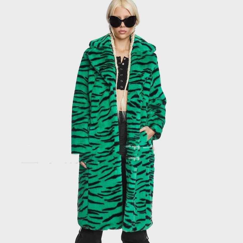 Faux Fur Coat Tiger Leopard Print