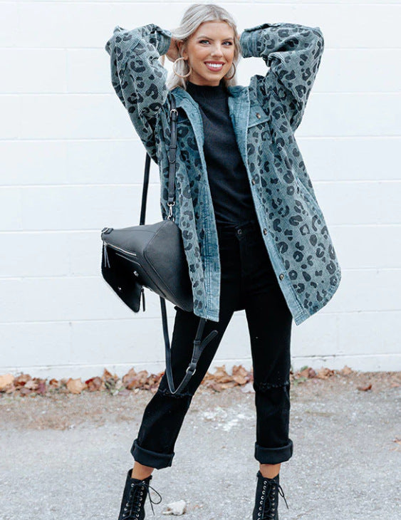 New Casual Leopard Print Coat For Women