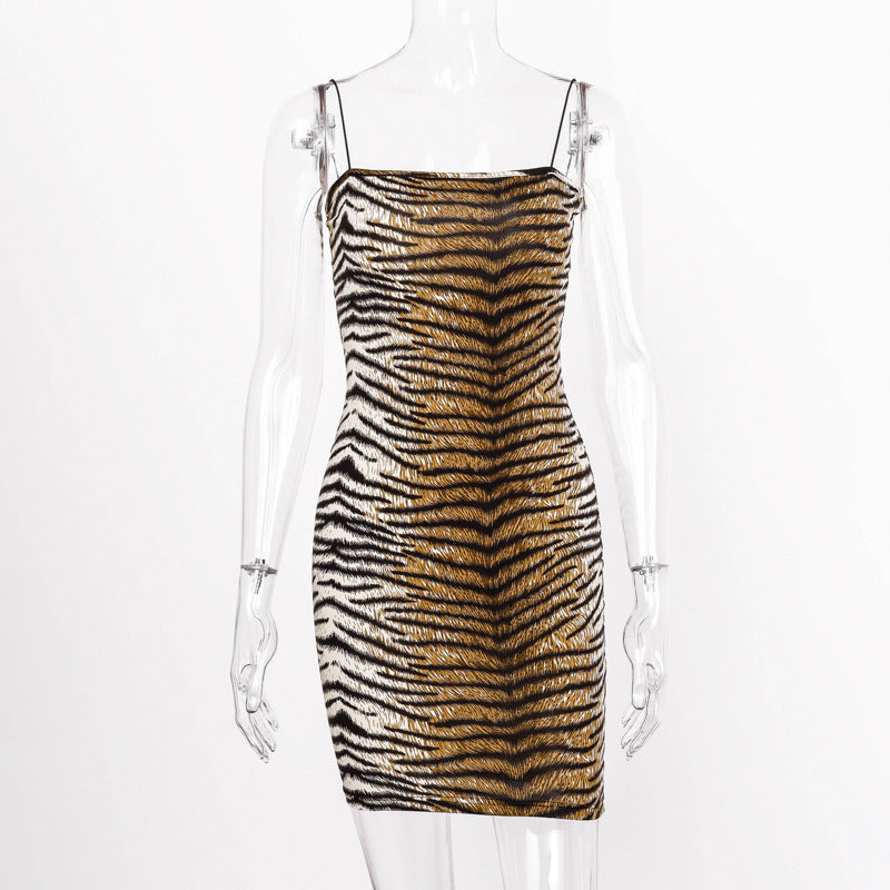 Europäisches und amerikanisches Leopardenmuster-Slipkleid Kleid
