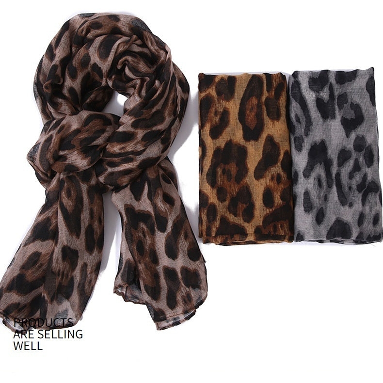 Grenzüberschreitende Reise Sonnenschutz Voile gedruckt klassische Leopard Muster flache Platte Frauen Zehenkappe Schal