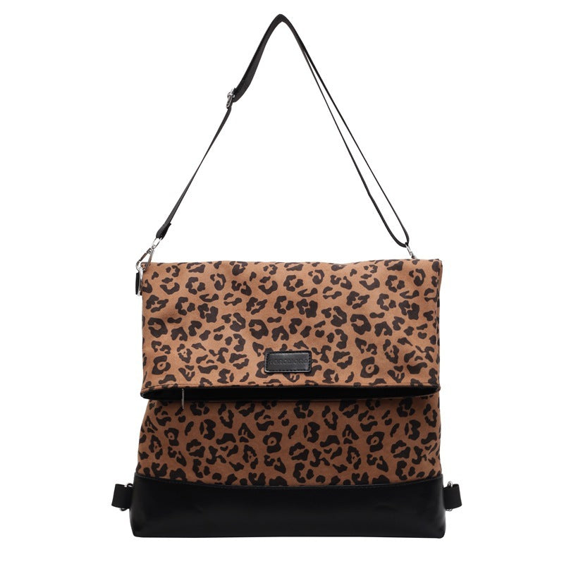 Multi-purpose Casual Fashion Temperament Leopard Print Leather Velvet Backpack Women's Bag