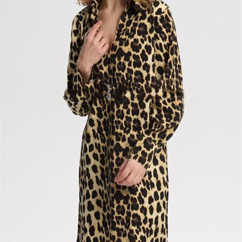 Women's Fashion Leopard Print Shirt Top Dress