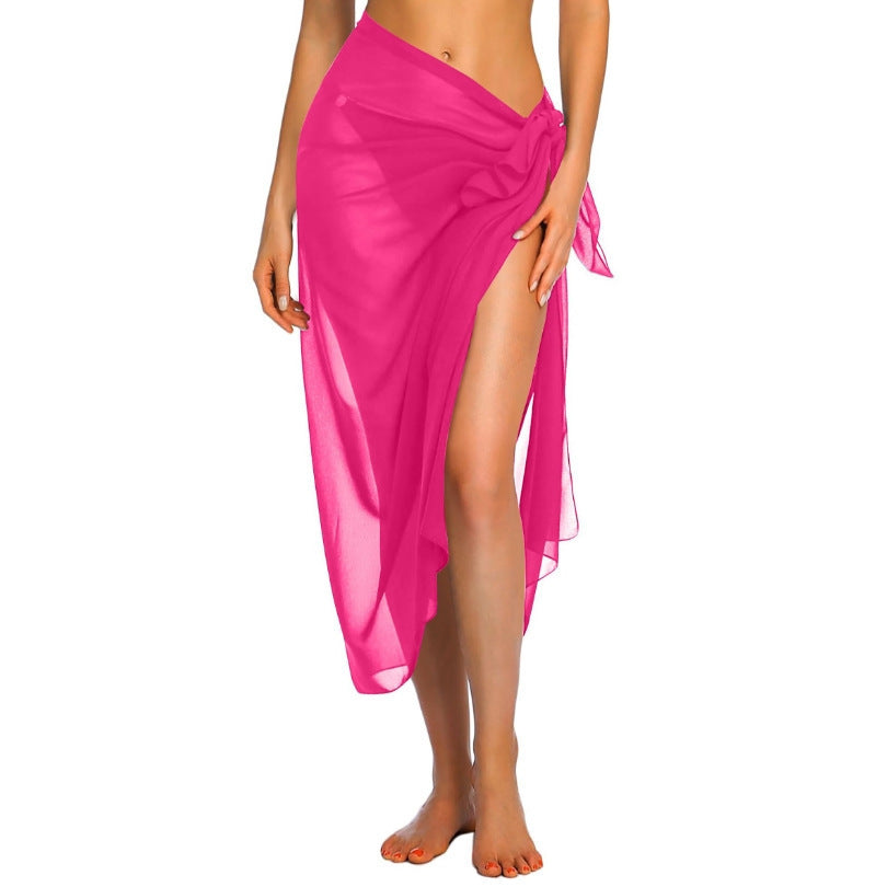 Women's Leopard Sarong Swimsuit Blouse Chiffon Long Bikini