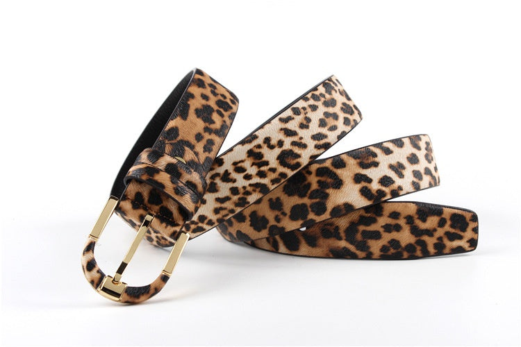 Leopard Print Belt -Ledergürtel für Frauen