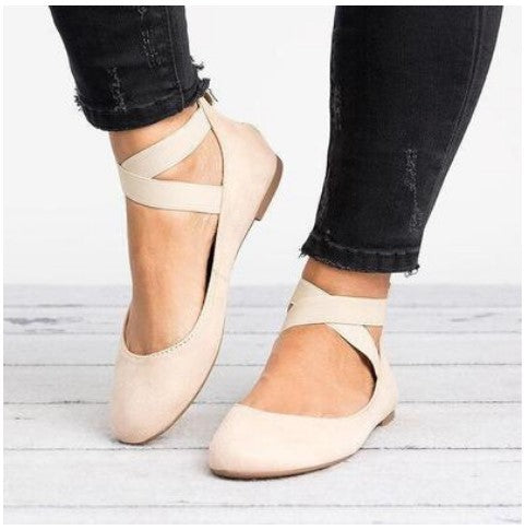 Frauen Frühling Herbst Leopard Print Casual Fashion Weiche Runde Zehe Solide Elastische Riemen Flache Schuhe