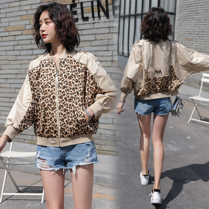 Leopard Print Colorblock Sunscreen Jacket