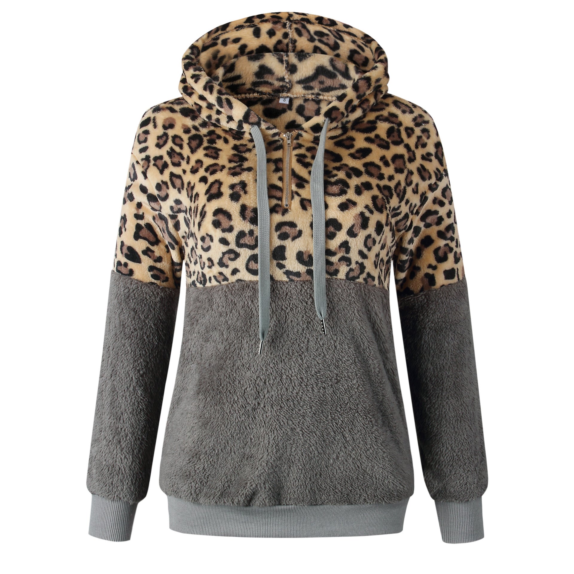 Leopard zip pocket top