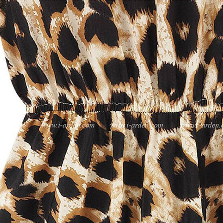 Ärmelloses Damen-Rundhals-Kleid mit Leopardenmuster