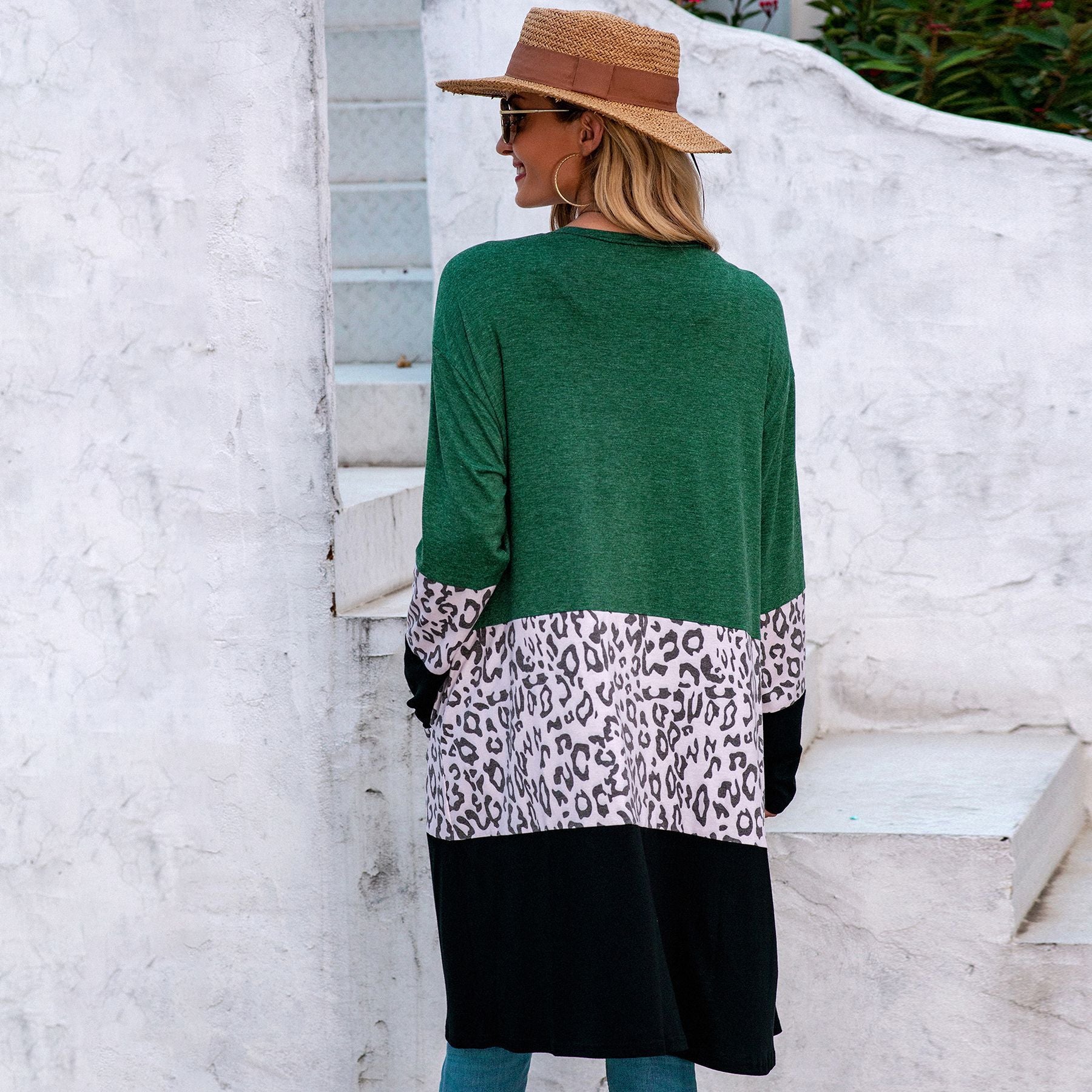 Leopard print cardigan sweater