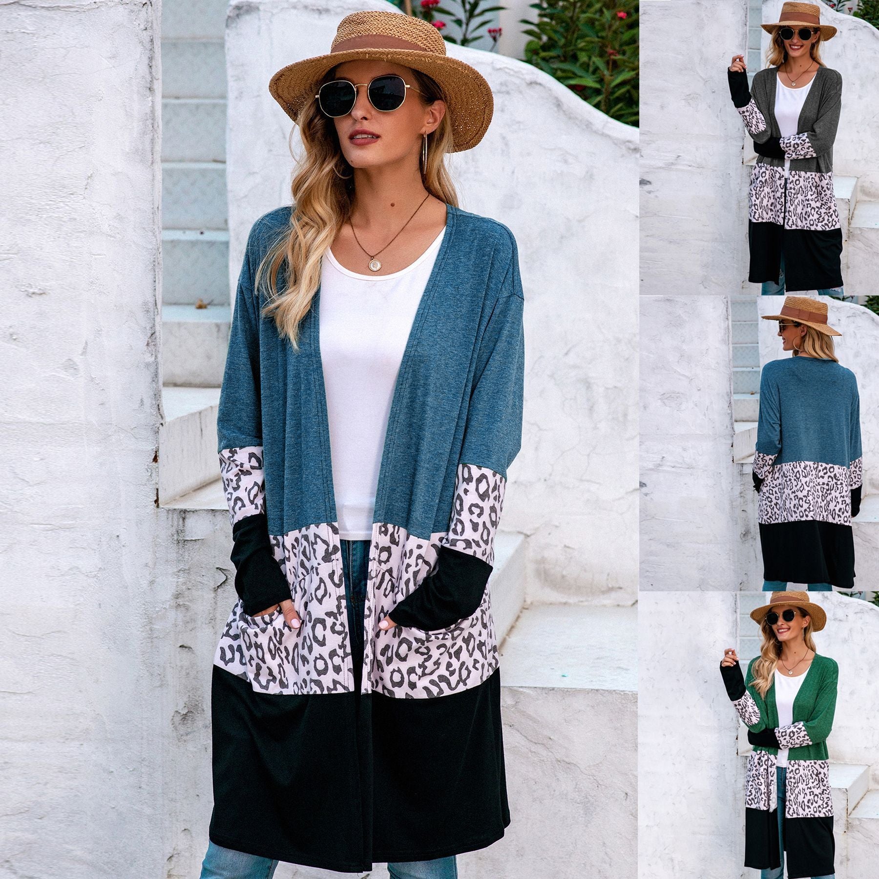 Leopard print cardigan sweater