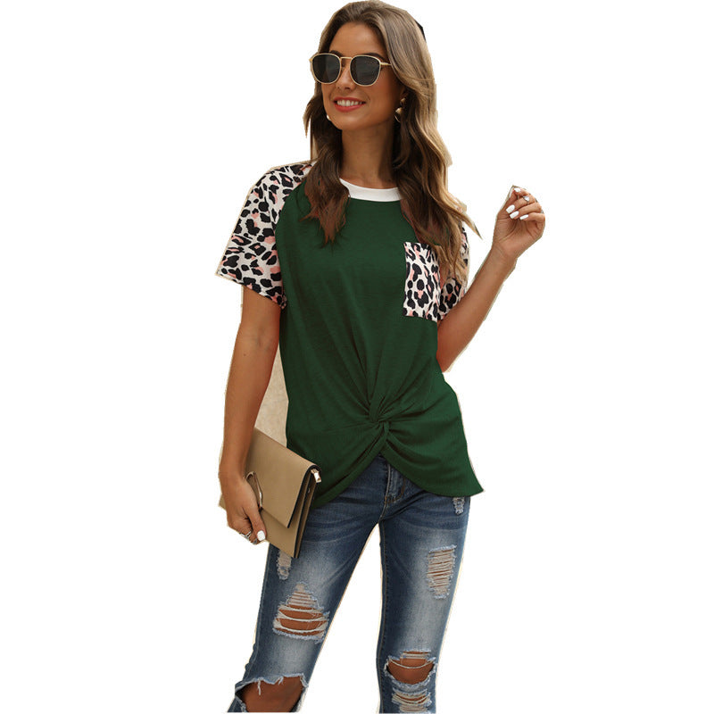 Women's leopard print short sleeve top