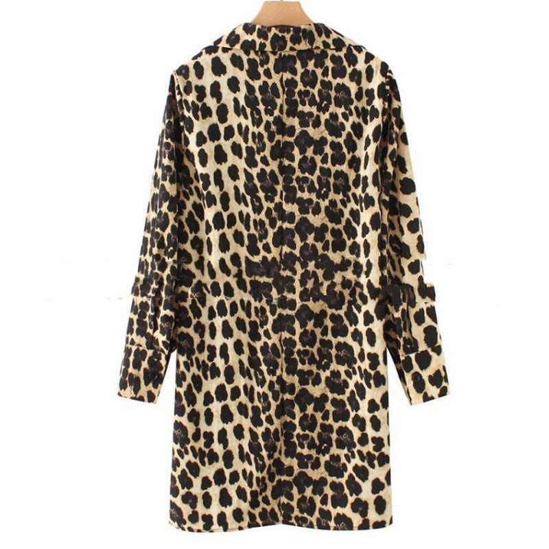 Women's Fashion Leopard Print Shirt Top Dress