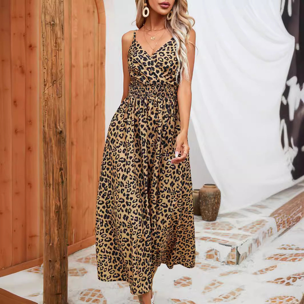 Hot Dress Summer Cross-border Leopard Print Sling Cool