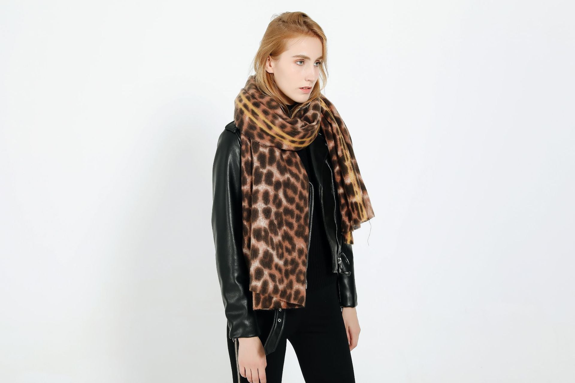 Leopard-print cashmere women's scarf shawl