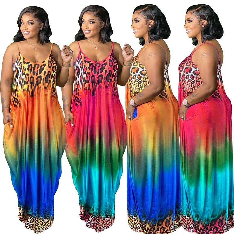 Women's Temperament Fashion Leopard Print Gradient Loose Dress