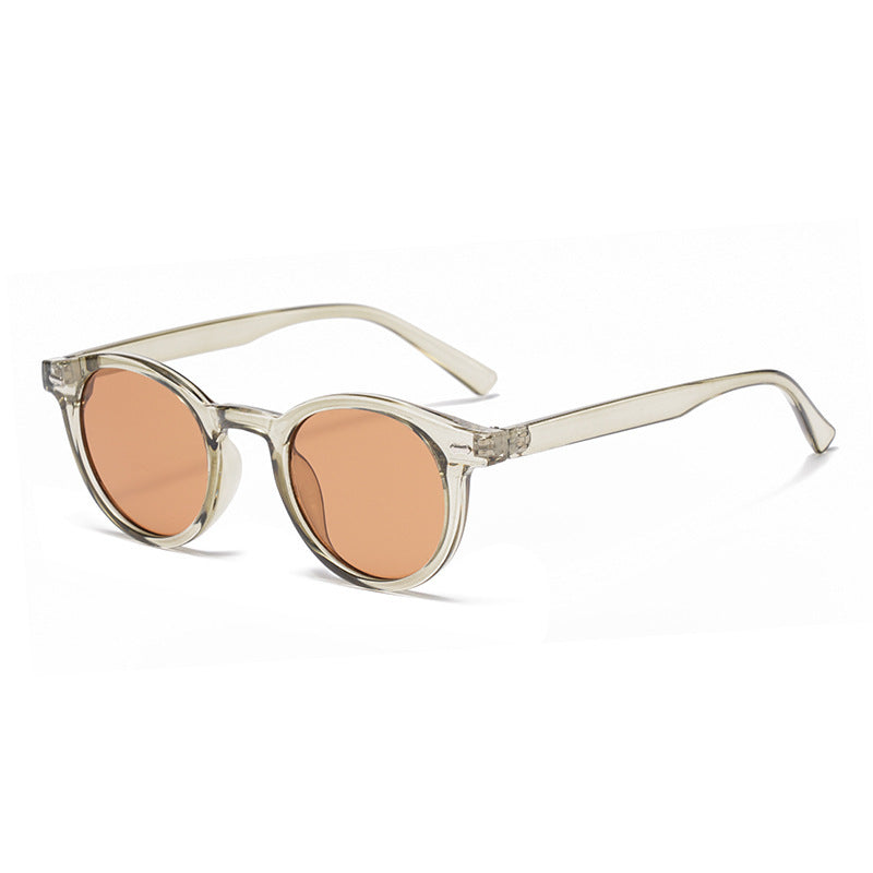 Neue Beige Nagel Runde Frame Sonnenbrille Retro Persönlichkeit Trendy Sonnenbrillen für Frauen
