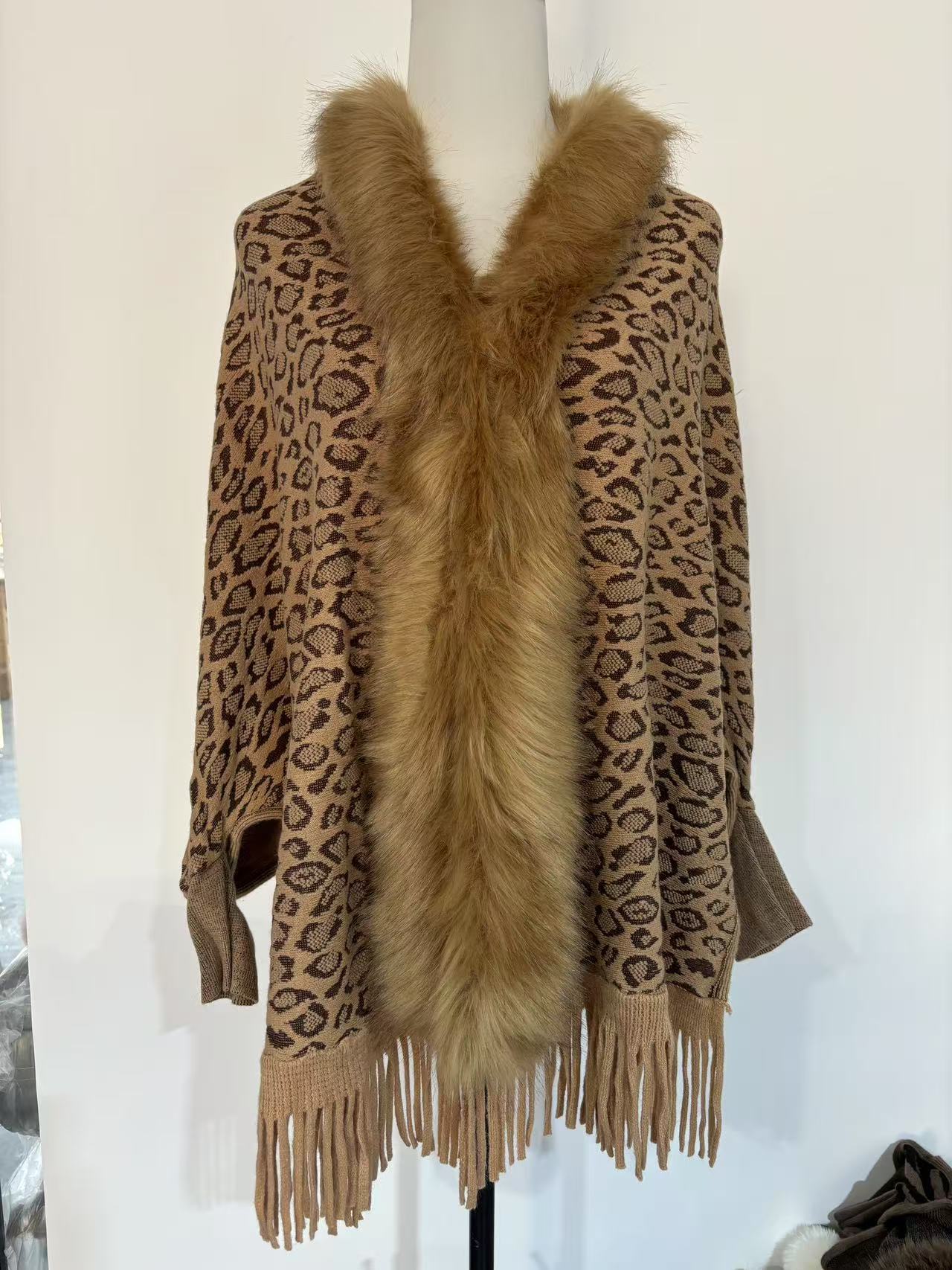 Leopard Print Leopard Print Fur Collar Scarf