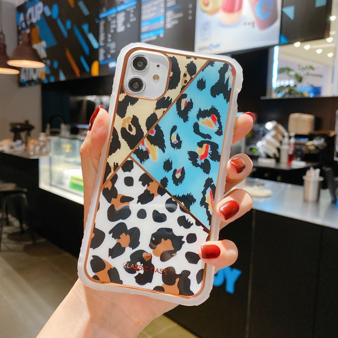 Galvanik Liebe Leopard drucken kleine Taille Schutzhülle Telefon Fall