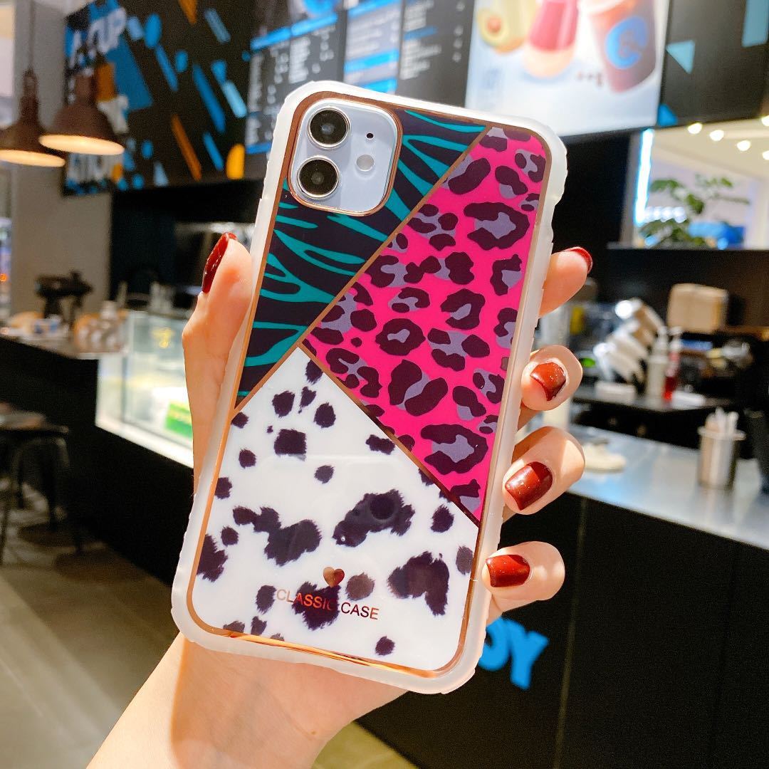 Galvanik Liebe Leopard drucken kleine Taille Schutzhülle Telefon Fall