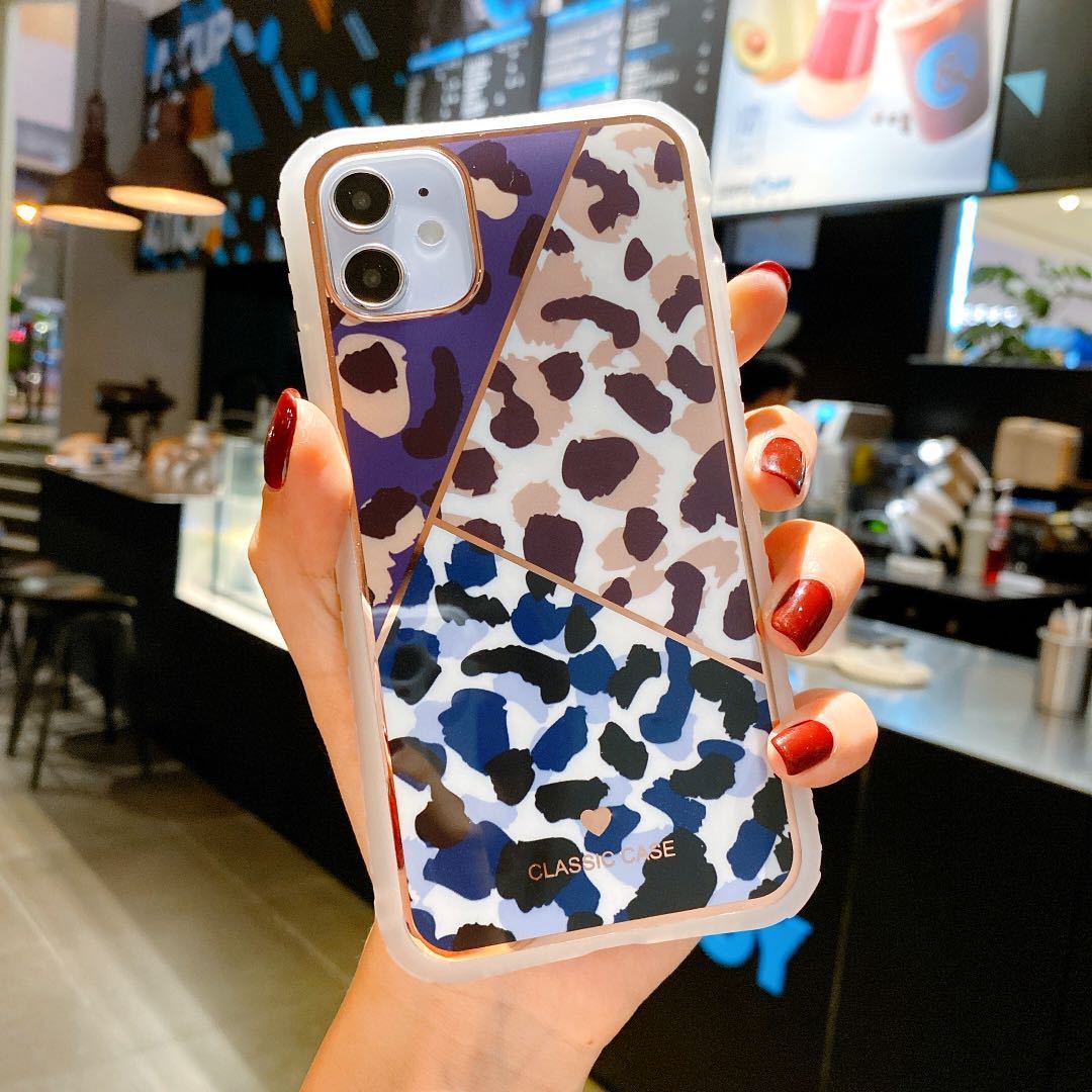 Galvanik Liebe Leopard drucken kleine Taille Schutzhülle Telefon Fall