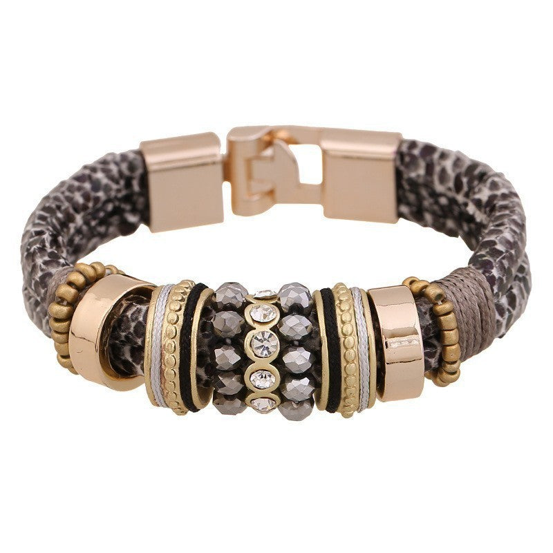 Leopard Snake Print Metall Handgefertigtes Lederarmband