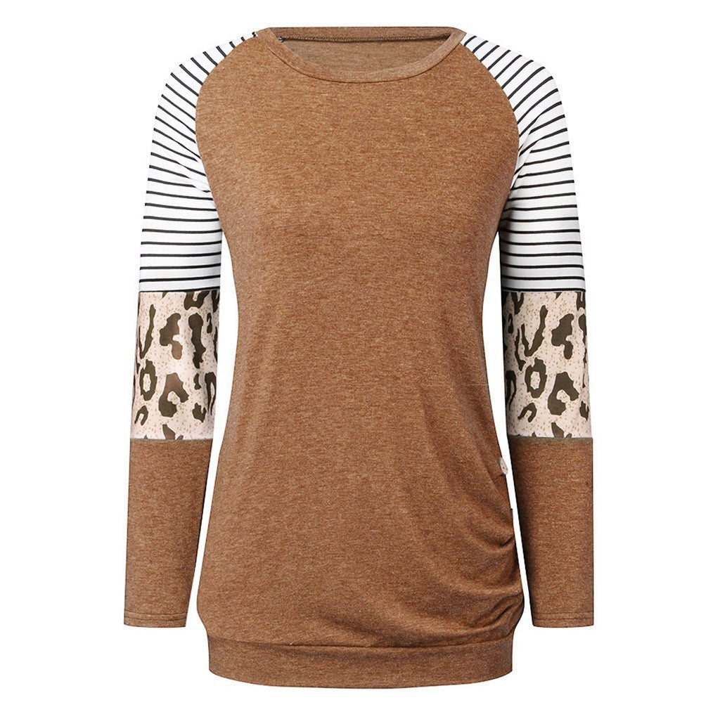 European And American Leopard Stripes Sweater