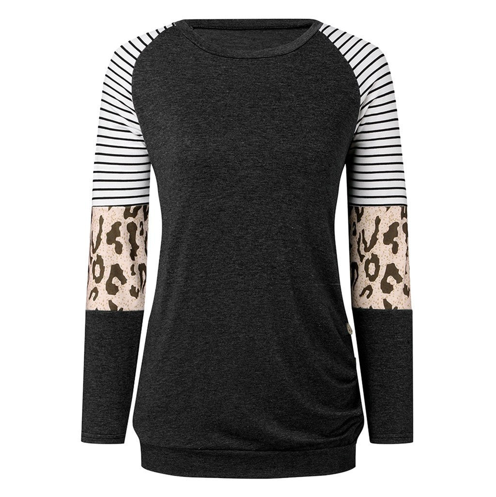 European And American Leopard Stripes Sweater